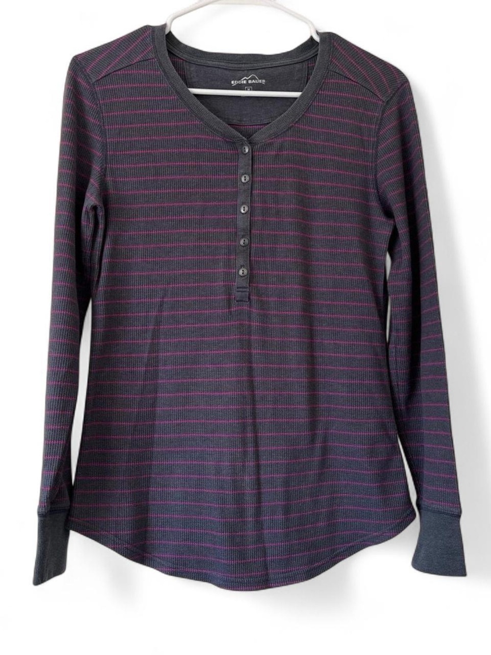 Women’s Medium Eddie Bauer Long Sleeve Henley Waffle Knit Thermal Top